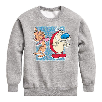 Boys' - Ren & Stimpy - Friendly Laughter Graphic Long Sleeve Fleece Sweatshirt