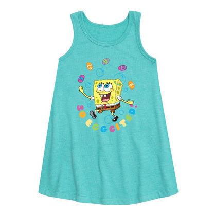 Girls' - SpongeBob Squarepants - So Eggcited Graphic Sleeveless Aline Dress