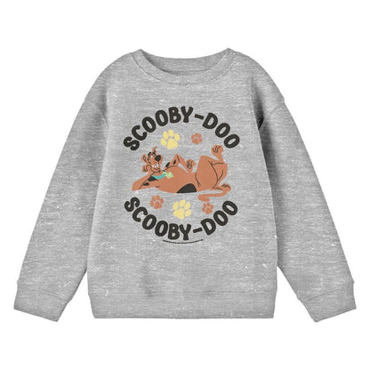 Scooby Doo Chilling Crew Neck Long Sleeve Athletic Heather Youth Sweatshirt