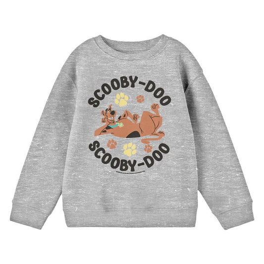 Scooby Doo Chilling Crew Neck Long Sleeve Athletic Heather Youth Sweatshirt