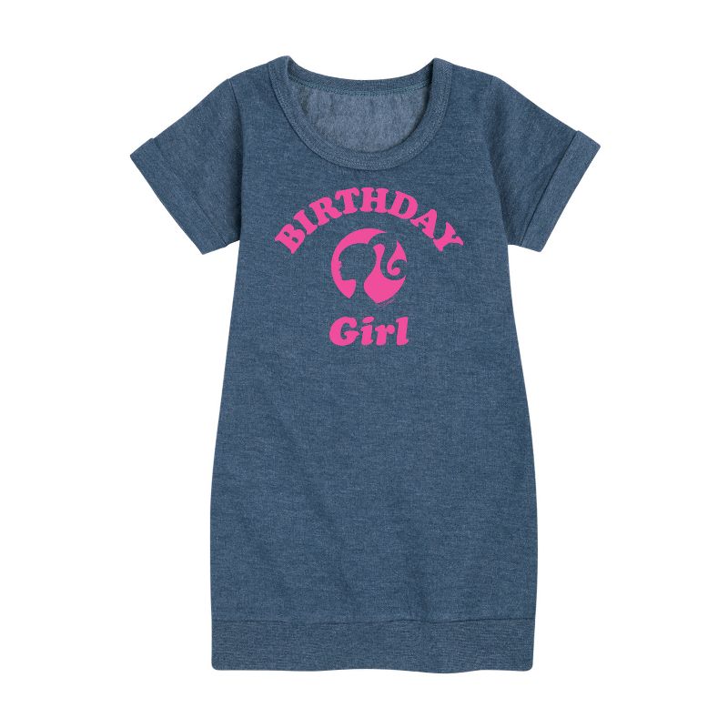 Girls' - Barbie - Birthday Girl Graphic Short Sleeve Fleece Dress