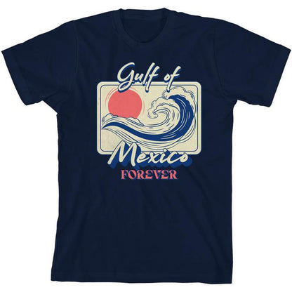 تي شيرت شبابي بأكمام قصيرة ورقبة دائرية من Gulf of Mexico Forever Sunset Wave