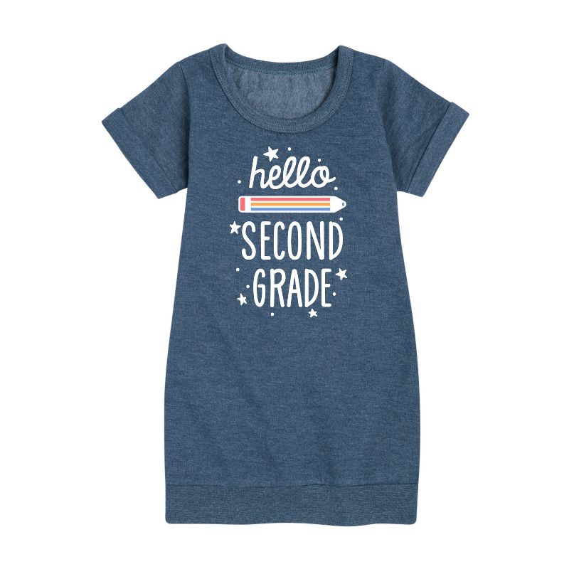 Girls' - Instant Message - Hello Second Grade Graphic Short Sleeve Fleece Dress