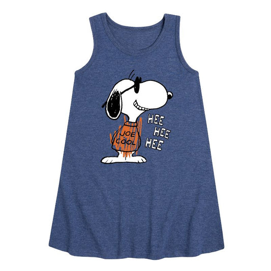 Girls' - Peanuts - Joe Cool Hee Hee Hee Graphic Sleeveless Aline Dress