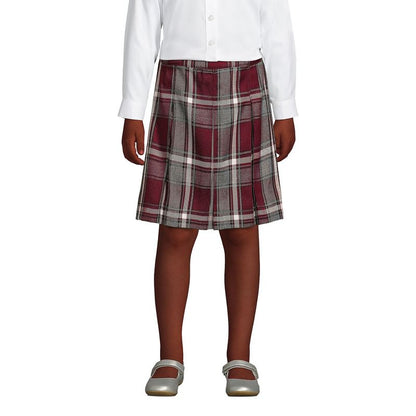Lands' End School Uniform Kids Plaid Box Pleat Skirt Top of the Knee