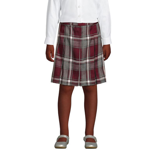 Lands' End School Uniform Kids Plaid Box Pleat Skirt Top of the Knee