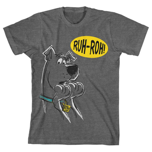Scooby-Doo Ruh-Roh Youth Boy's Charcoal Heather T-Shirt