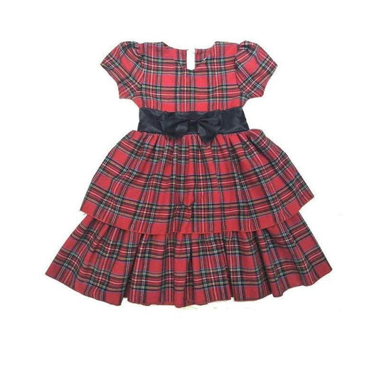 Mi Amore Gigi Red Plaid Satin Bow Holiday Dress