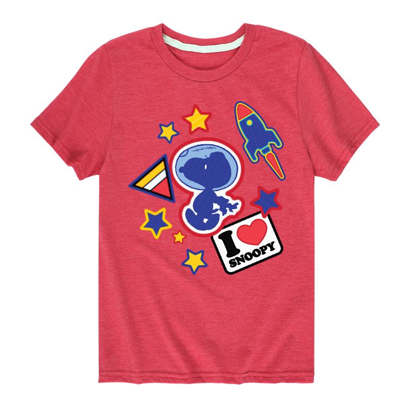 تي شيرت جرافيكي بأكمام قصيرة بتصميم سنوبي من الفضاء للأولاد - بينتس