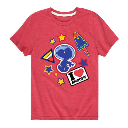 تي شيرت جرافيكي بأكمام قصيرة بتصميم سنوبي من الفضاء للأولاد - بينتس