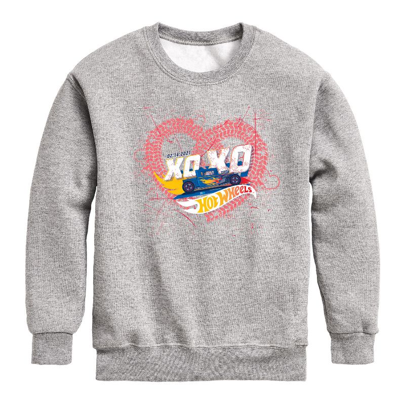 Boys' - Hot Wheels - XOXO Heart Graphic Long Sleeve Fleece Sweatshirt