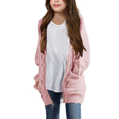 Cardigan for Girls Open Front Sweater Long Sleeve Loose Fit Sweater Jacket
