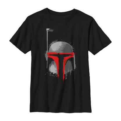 Boy's Star Wars Messy Boba Fett Painted Helmet T-Shirt