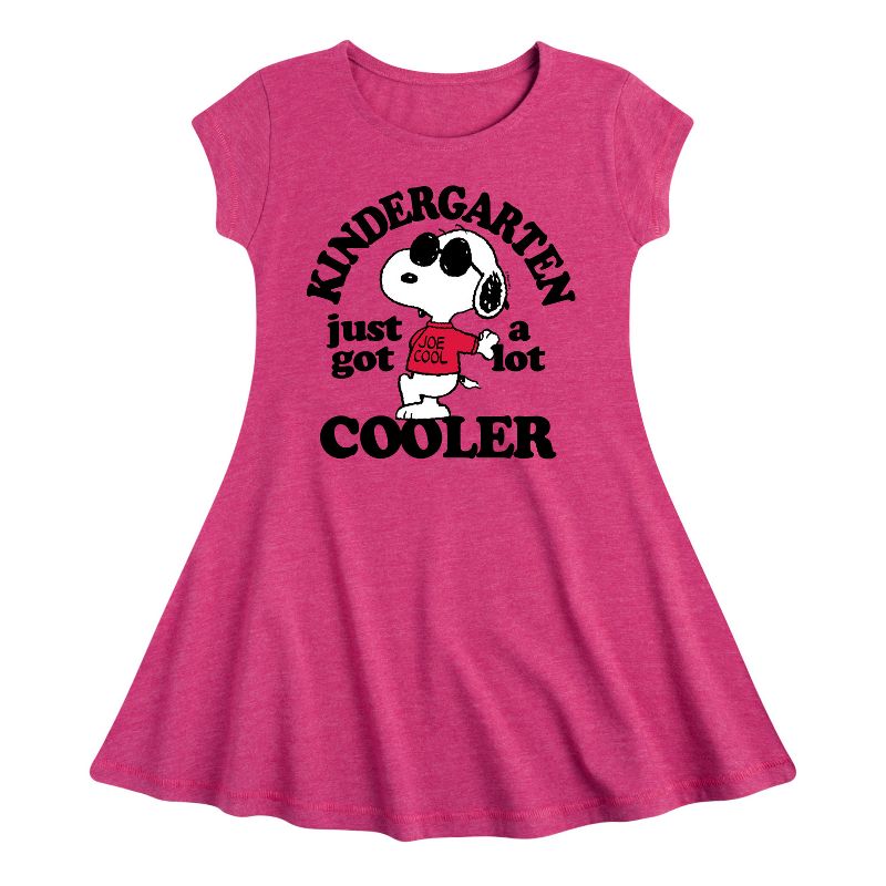 Girls' - Peanuts - Kindergarten Just Got Cooler Fit & Flair Cap Sleeve Dress