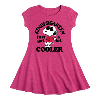 Girls' - Peanuts - Kindergarten Just Got Cooler Fit & Flair Cap Sleeve Dress