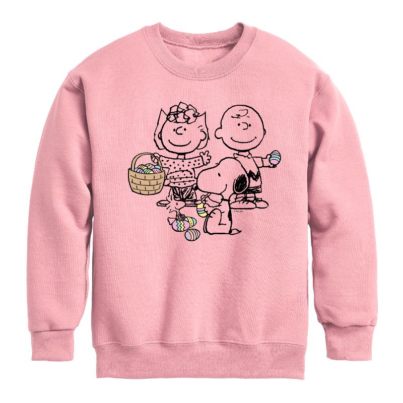 Boys' - Peanuts - Group Easter Graphic Long Sleeve Fleece Sweatshirt