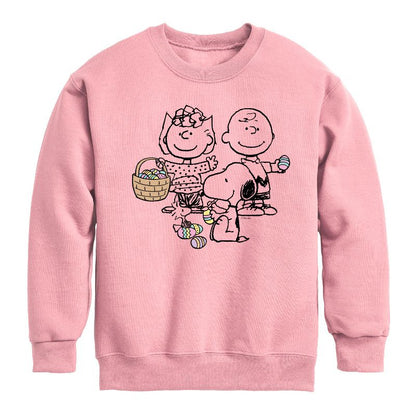 Boys' - Peanuts - Group Easter Graphic Long Sleeve Fleece Sweatshirt