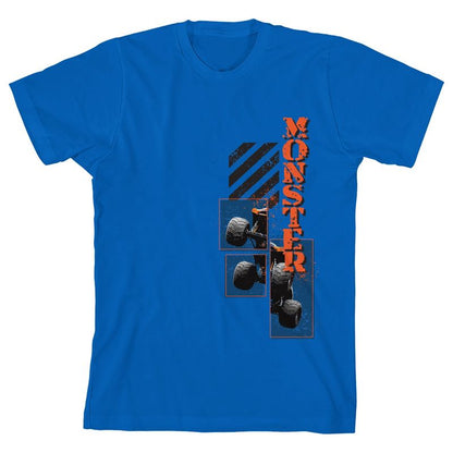 تي شيرت Monster Trucks للشباب باللون الأزرق الملكي بأكمام قصيرة ورقبة دائرية