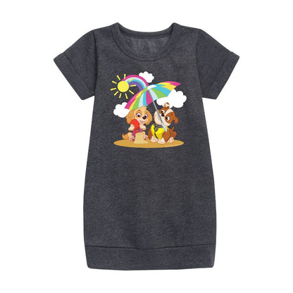 Girls' - Paw Patrol - Skye Rubble Beach Graphic Short Sleeve Fleece Dress