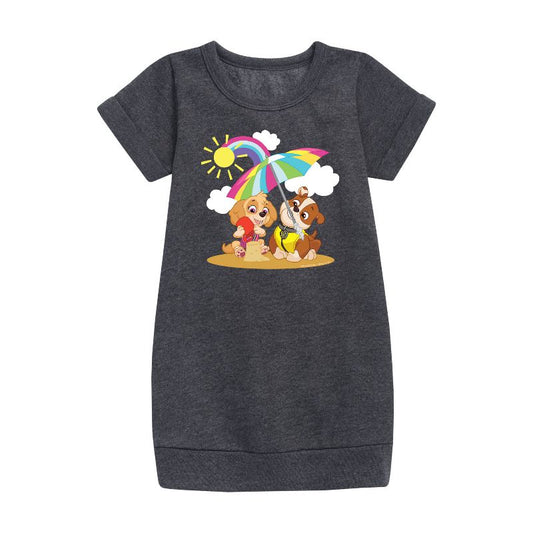 Girls' - Paw Patrol - Skye Rubble Beach Graphic Short Sleeve Fleece Dress