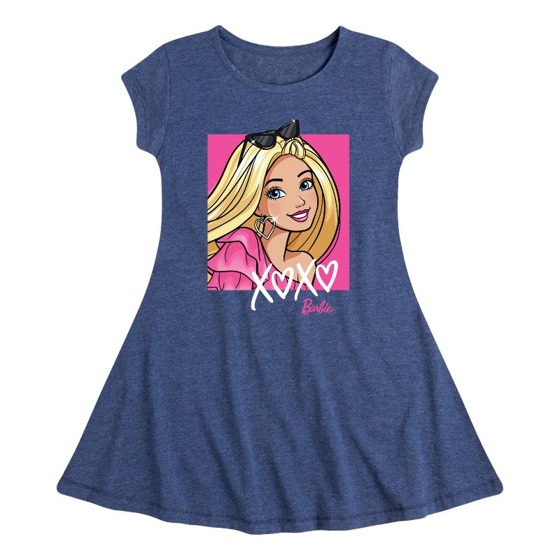 فستان باربي - Xoxo Barbie Fit &amp; Flair بأكمام قصيرة للبنات