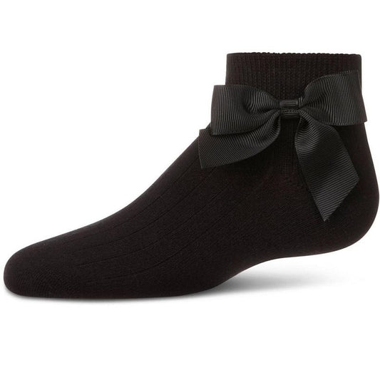 Memoi Girls' Ribbed Bow Anklet Socks
