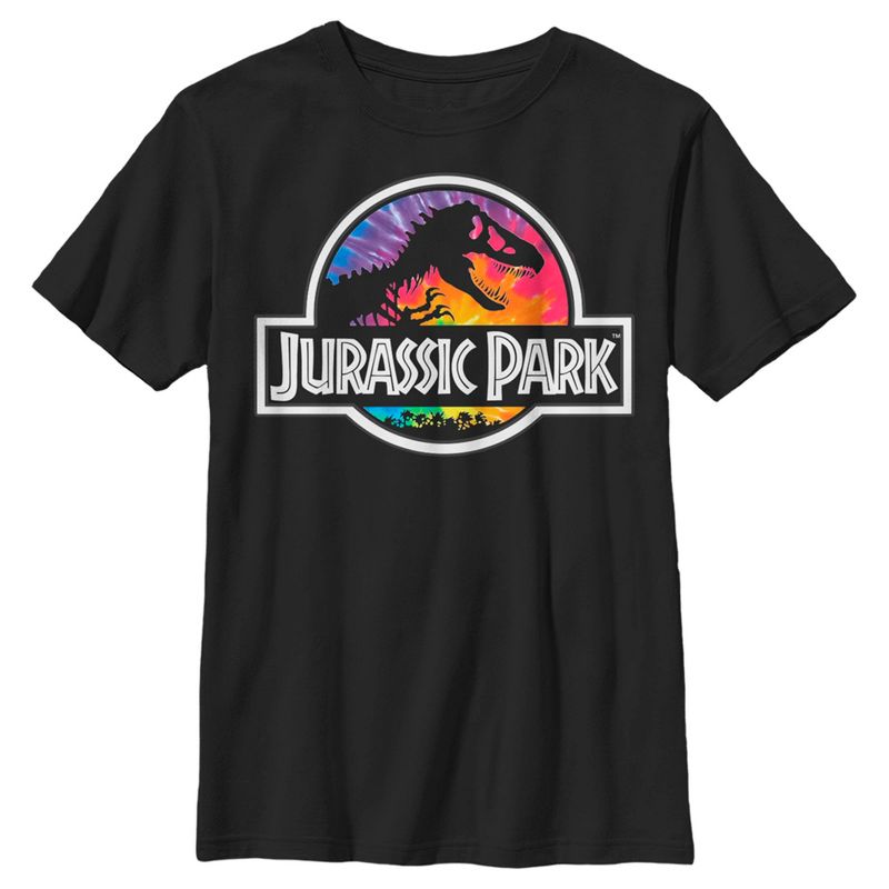 Boy's Jurassic Park Rainbow Tie Dye Logo T-Shirt