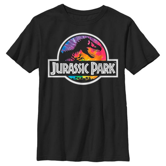 Boy's Jurassic Park Rainbow Tie Dye Logo T-Shirt
