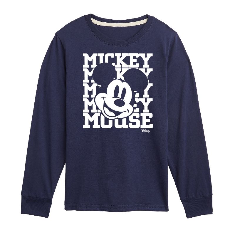 Boys' - Disney - Mickey, Mickey, Mickey Mouse Long Sleeve Graphic T-Shirt