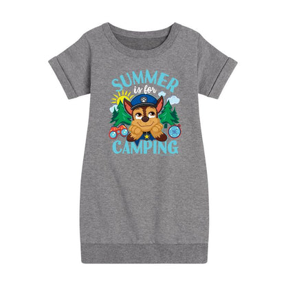 Girls' - Paw Patrol - Summer Is For Camping Graphic Short Sleeve Fleece Dress