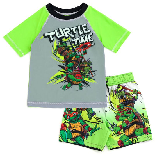 Teenage Mutant Ninja Turtles UPF 50+ Pullover Rash Guard and Swim Trunks Outfit Set