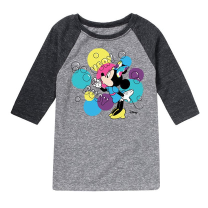 Boys' - Disney - Minnie Mouse Blowing Bubbles Everywhere Raglan Graphic T-Shirt