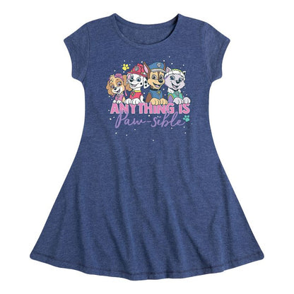 Girls' - Paw Patrol - Marshall Chase Everest Skye Anything Is Paw-Sible Fit & Flair Cap Sleeve Dress