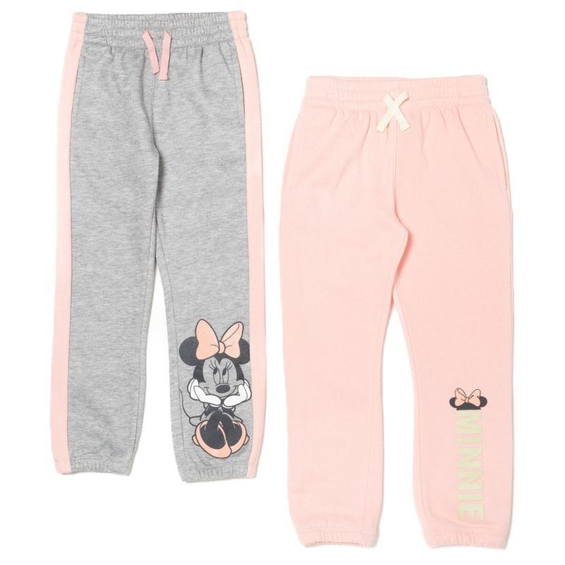 Disney Minnie Mouse Girls Fleece 2 Pack Jogger Pants Little Kid to Big Kid