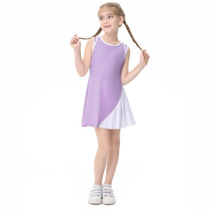Girls Tennis Golf Dress Outfit Sleeveless A-line Pleated Athletic Skirt Dress with Pockets Safety Inner Shorts