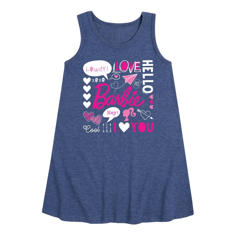 فستان عيد الحب بدون أكمام بتصميم جرافيكي من باربي للبنات