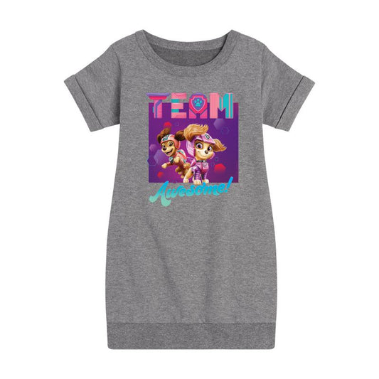 Girls' - Paw Patrol - Skye Team Awesome Graphic Short Sleeve Fleece Dress