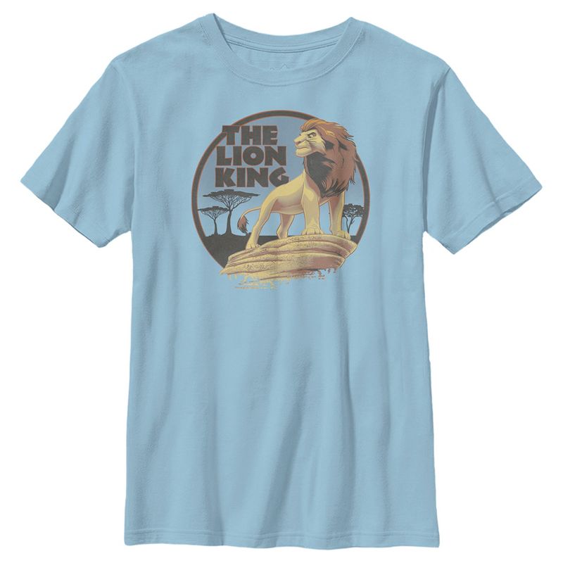 تي شيرت الأسد الملك ريترو سيمبا على صخرة الفخر للأولاد