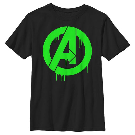 Boy's Marvel Avengers Logo Green Paint Drip T-Shirt