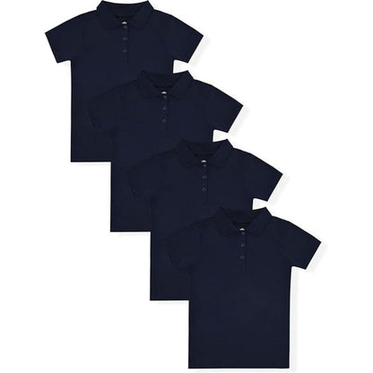Studio 3 Little/Big Girl's 4-Pack Short Sleeve Soft Jersey Polo Uniform Shirts