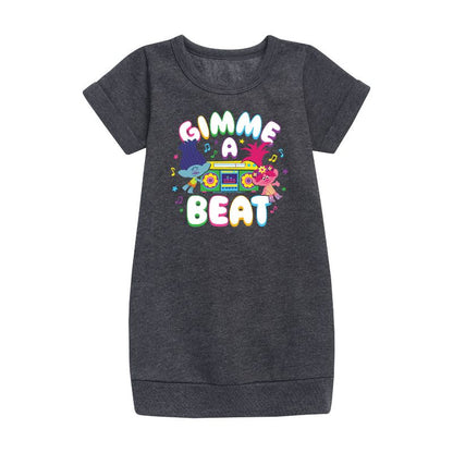 Girls' - Trolls - Gimme A Beat Branch and Poppy Graphic Short Sleeve Fleece Dress