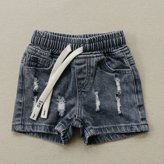 Kids Jay Distressed Denim Shorts - Olive + Scout