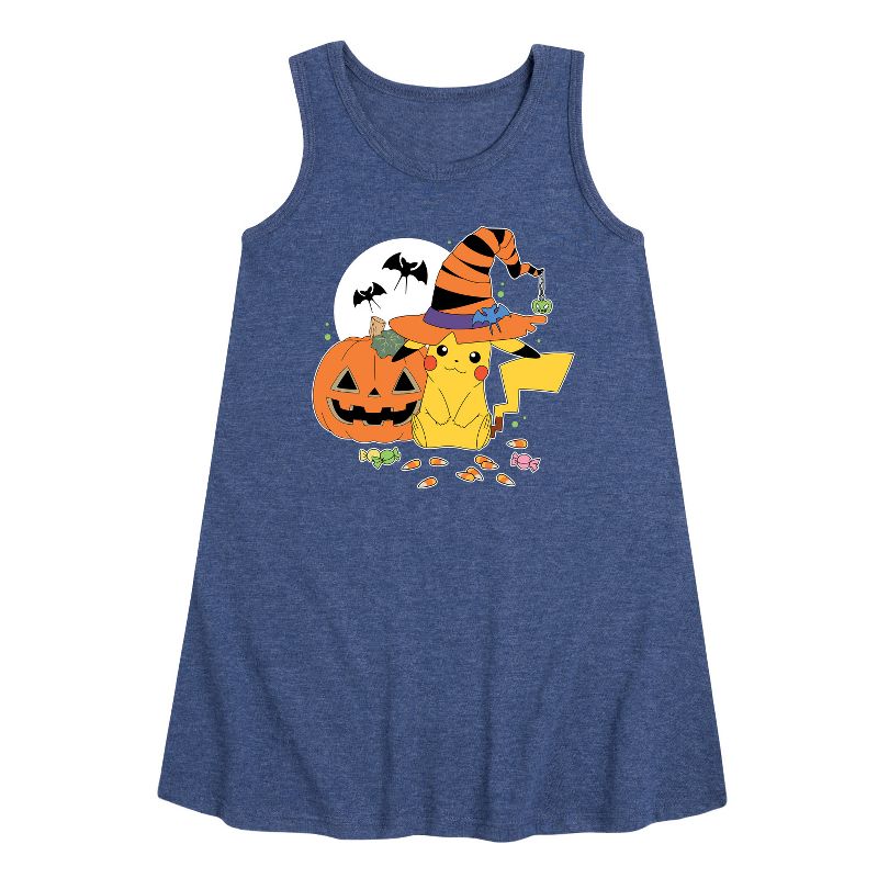 فستان بناتي - بوكيمون - الساحرة بيكاتشو مع حلوى جرافيكية بدون أكمام