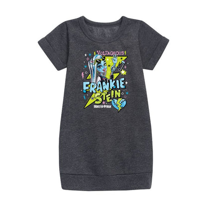 Girls' - Mattel - Frankie Stein Voltageous Graphic Short Sleeve Fleece Dress