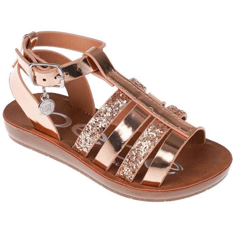 bebe Toddler Girls' Sandals - Open Toe Flat Sandals Comfy Summer Flats for Toddler and Little Kids