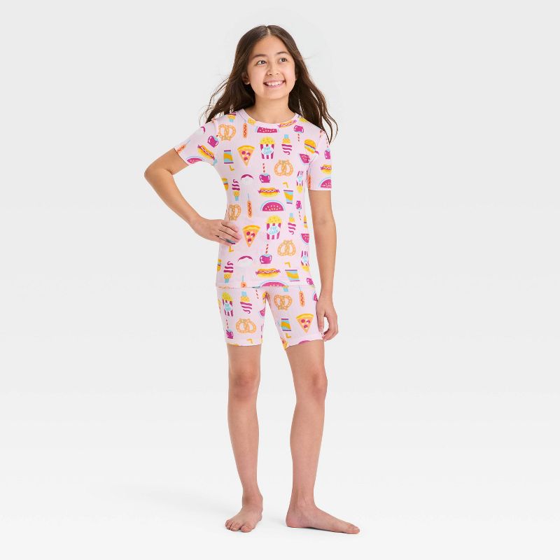 Girls' 2pc Short Sleeve Tight Fit Rib-Knit Pajama Set - Cat & Jack™