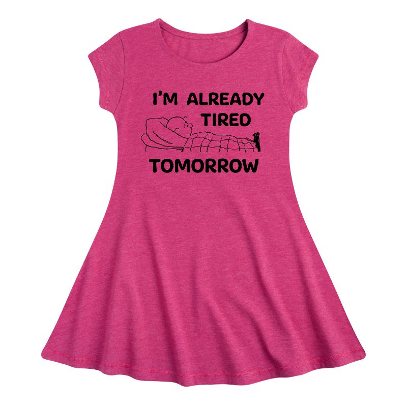 Girls' - Peanuts - Tired Tomorrow Fit & Flair Cap Sleeve Dress