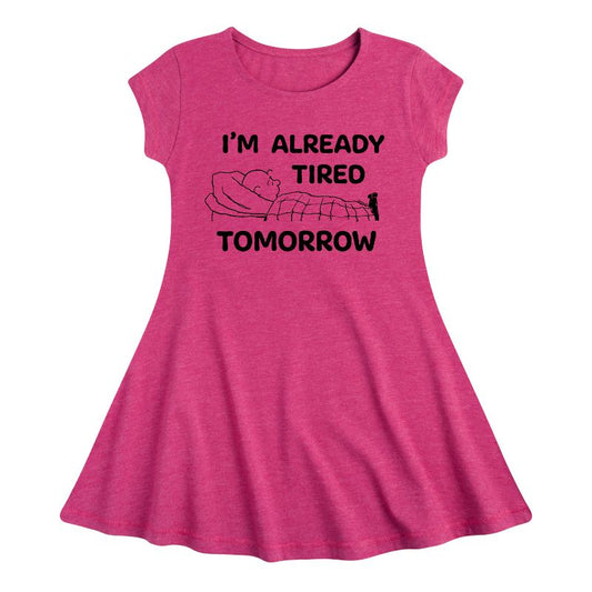 Girls' - Peanuts - Tired Tomorrow Fit & Flair Cap Sleeve Dress