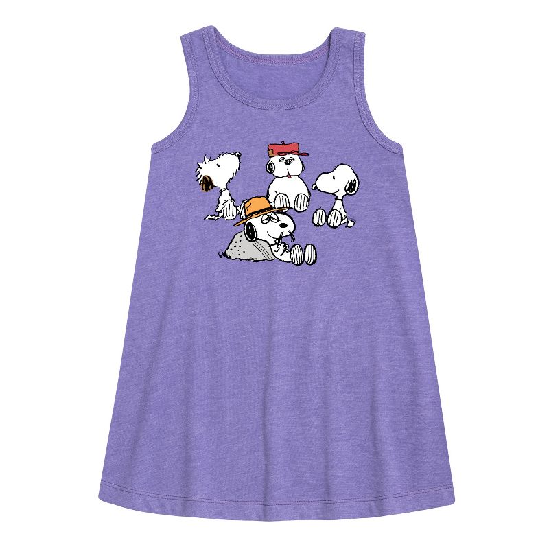 Girls' - Peanuts - Snoopy Siblings Graphic Sleeveless Aline Dress