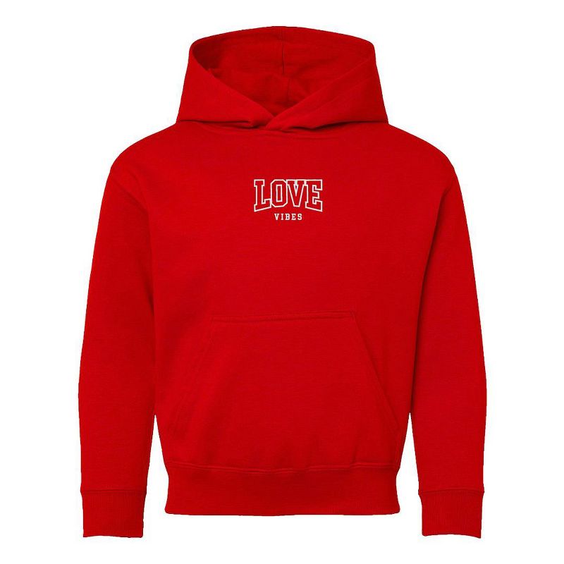 The Juniper Shop Embroidered Varsity Love Vibes Youth Graphic Hoodie